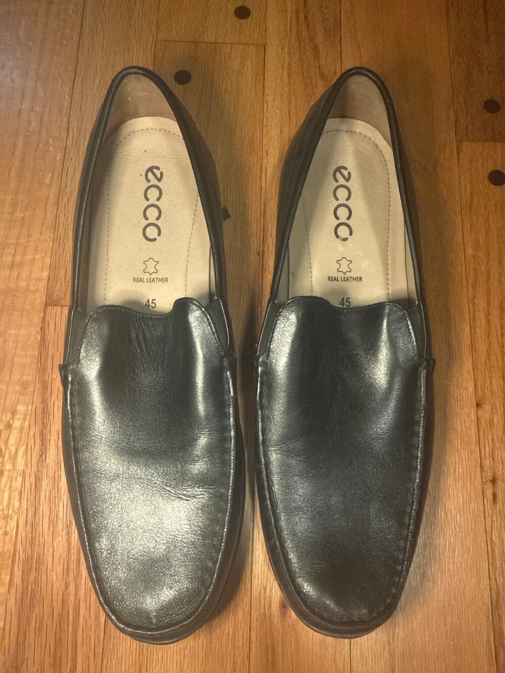 ECCO Classic Moc 2.0 Driving Loafers Black Leather Men's EU 45 US 11.5